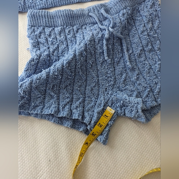 FREE PEOPLE women's cable knit sweater set blue size L. - Picture 8 of 12